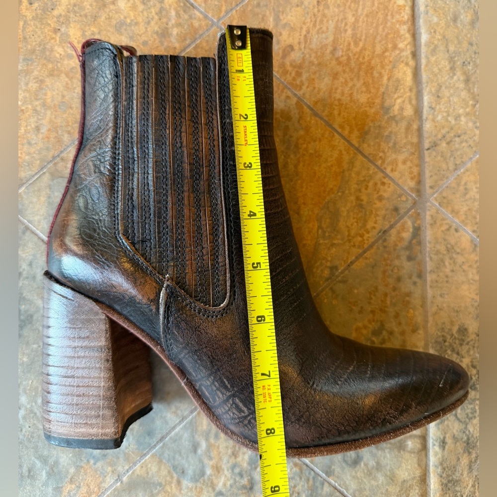 Freebird Janelle Boots 7 Leather Ankle Western Stacked Heel Made Mexico Distress - Picture 11 of 12